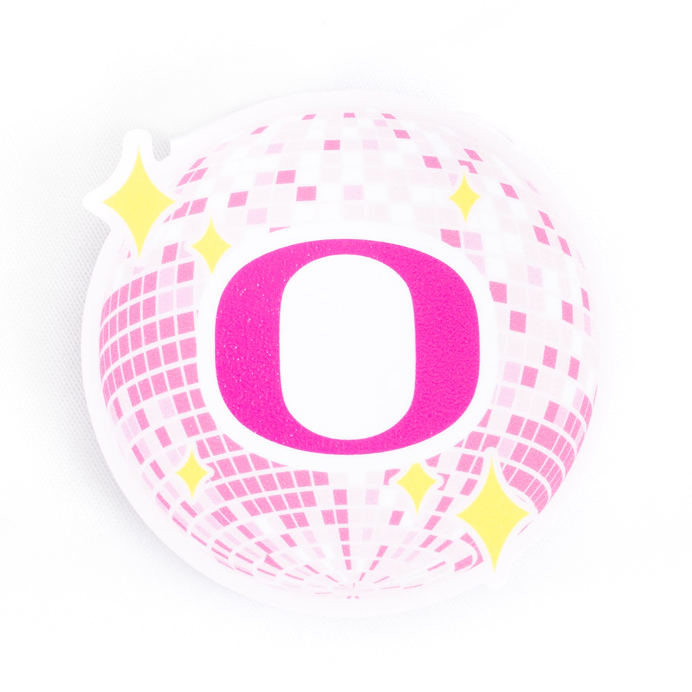 Classic Oregon O, Pink, Stickers, Home & Auto, 3.5", SDS, Disco Ball, Rugged, 829198